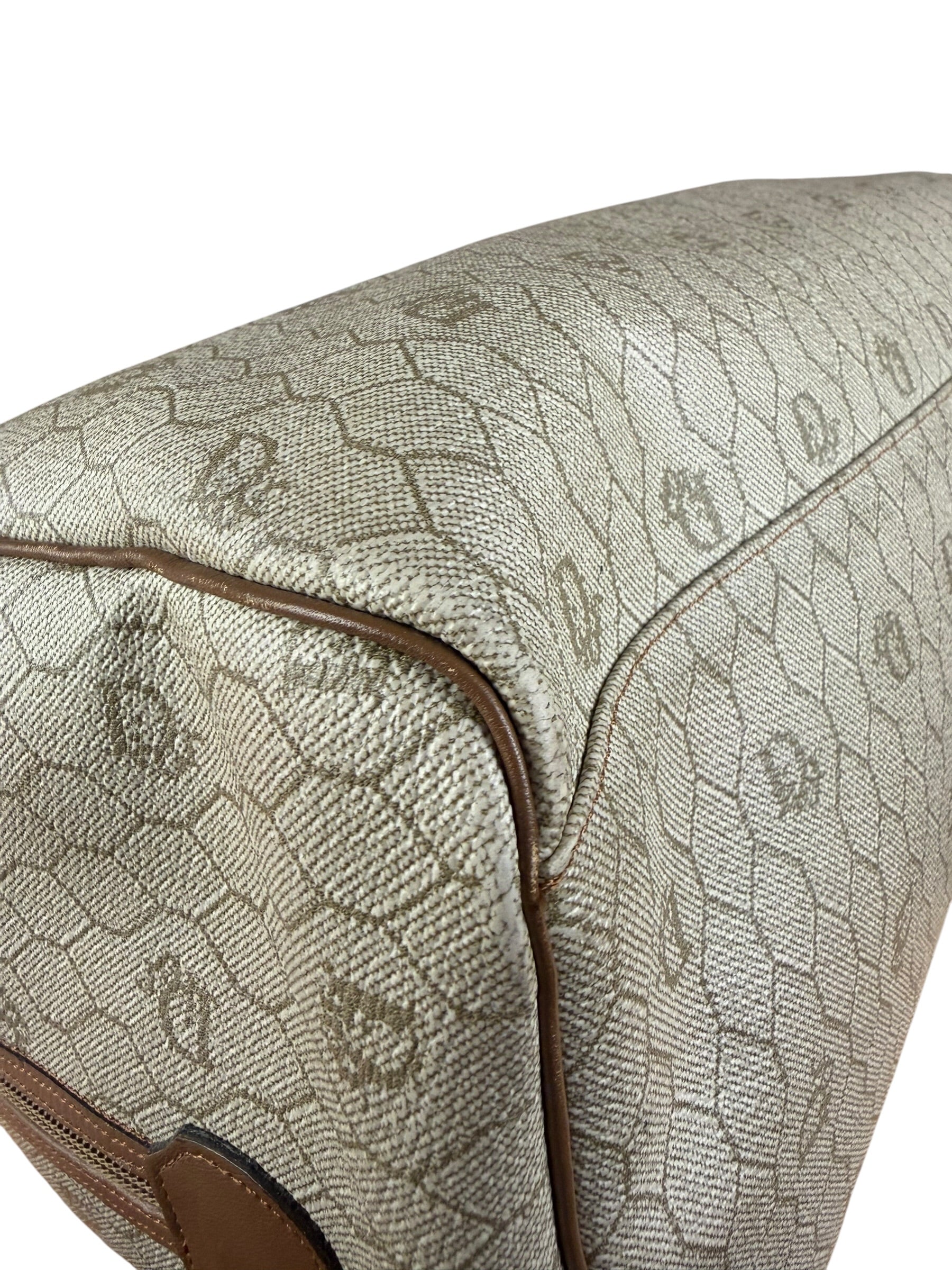 Christian Dior Vintage Beige Honeycomb Boston Bag