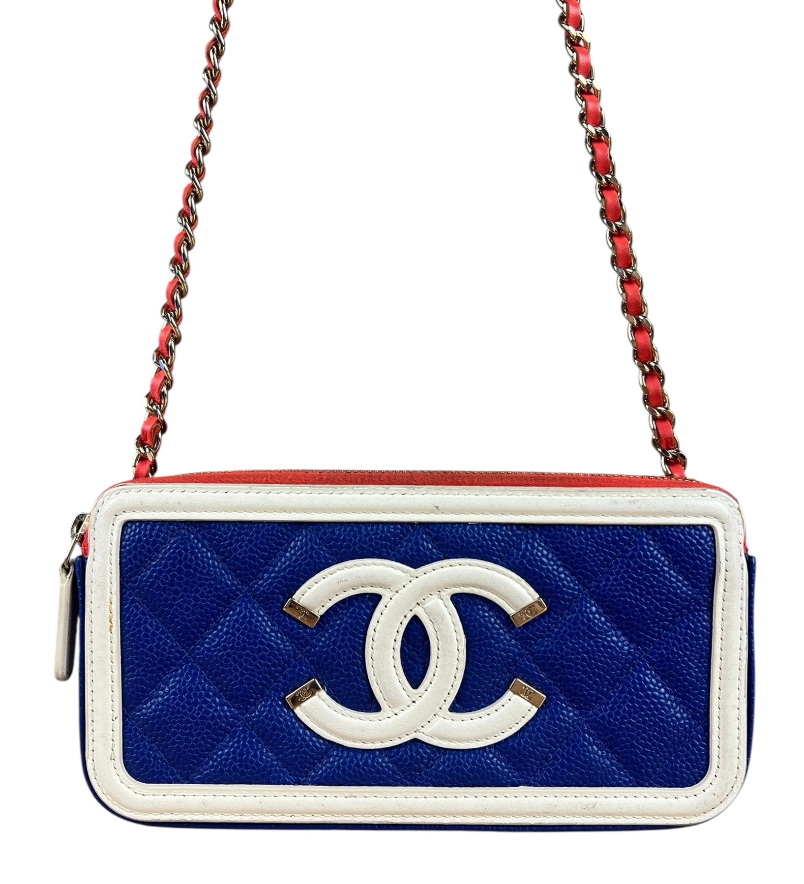 Chanel 2019 Caviar Quilted CC Filigree Clutch on Chain
