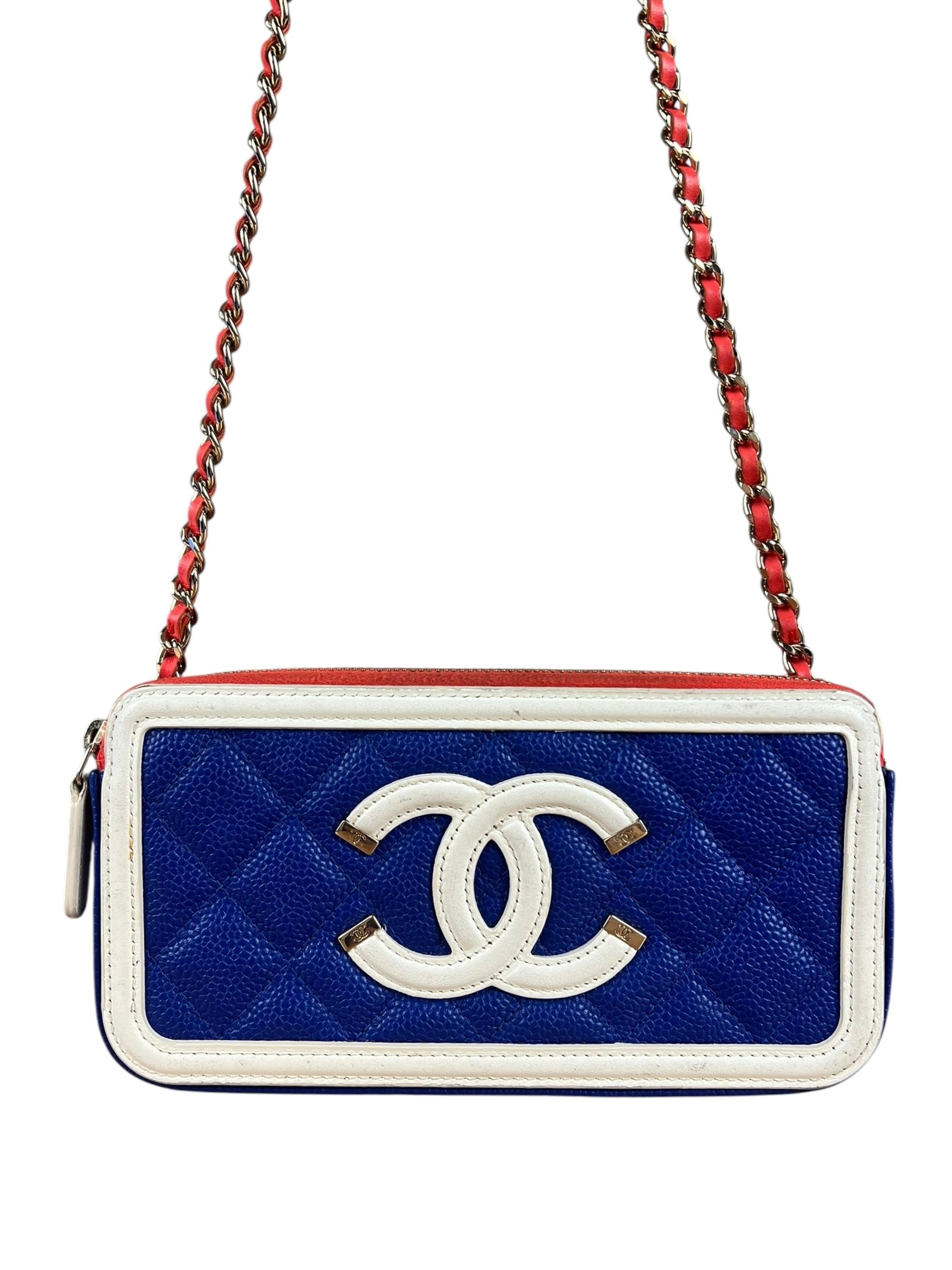 Chanel 2019 Caviar Quilted CC Filigree Clutch on Chain