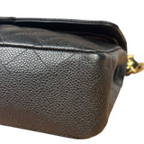 Chanel Black Quilted Leather Chain Double Leather Flap Bag 2012