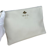 Gucci Ivory Pebbled Leather Bee Zip Clutch Pouch
