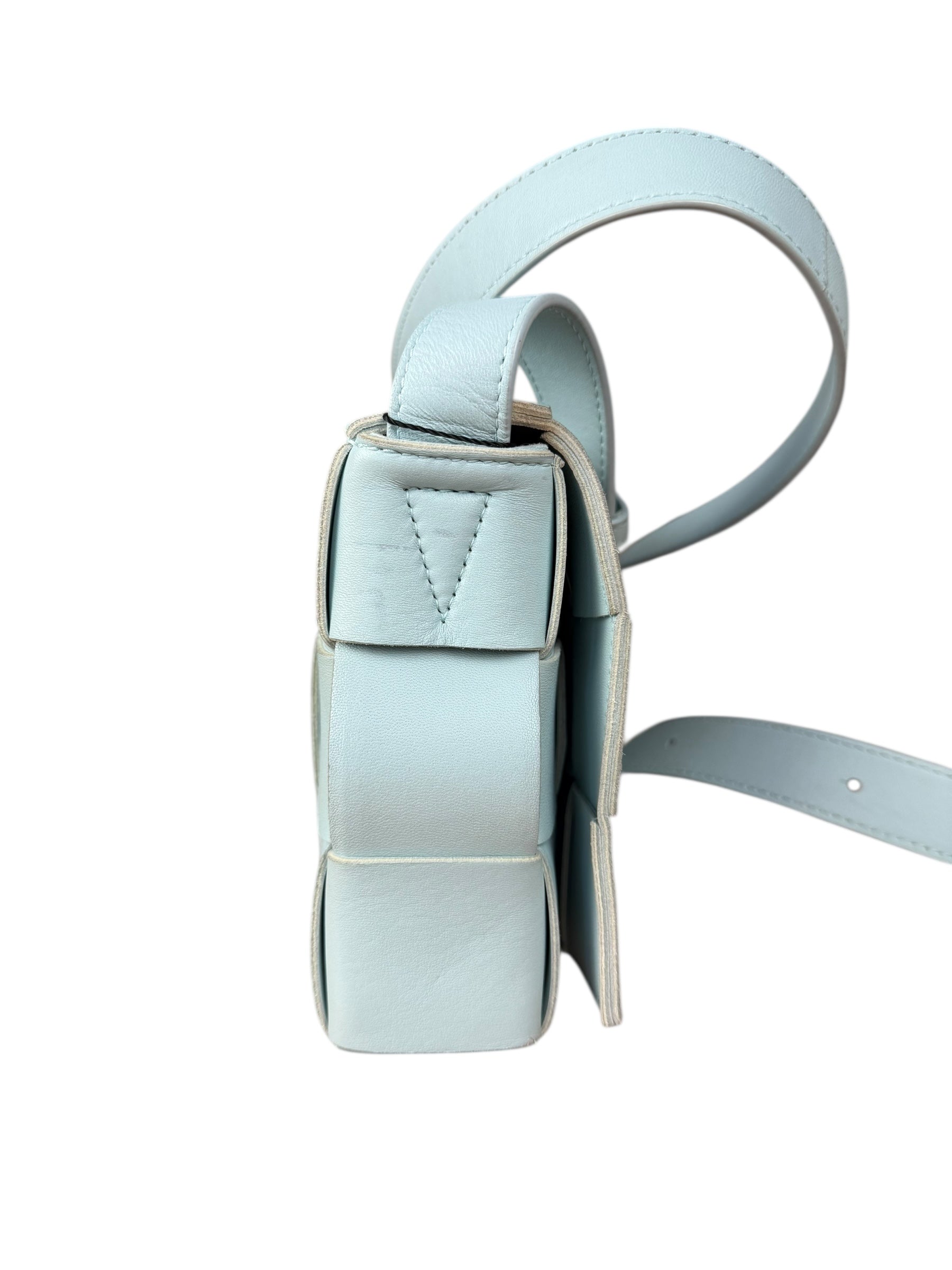 Bottega Veneta Intrecciato Leather Casette Crossbody Blue