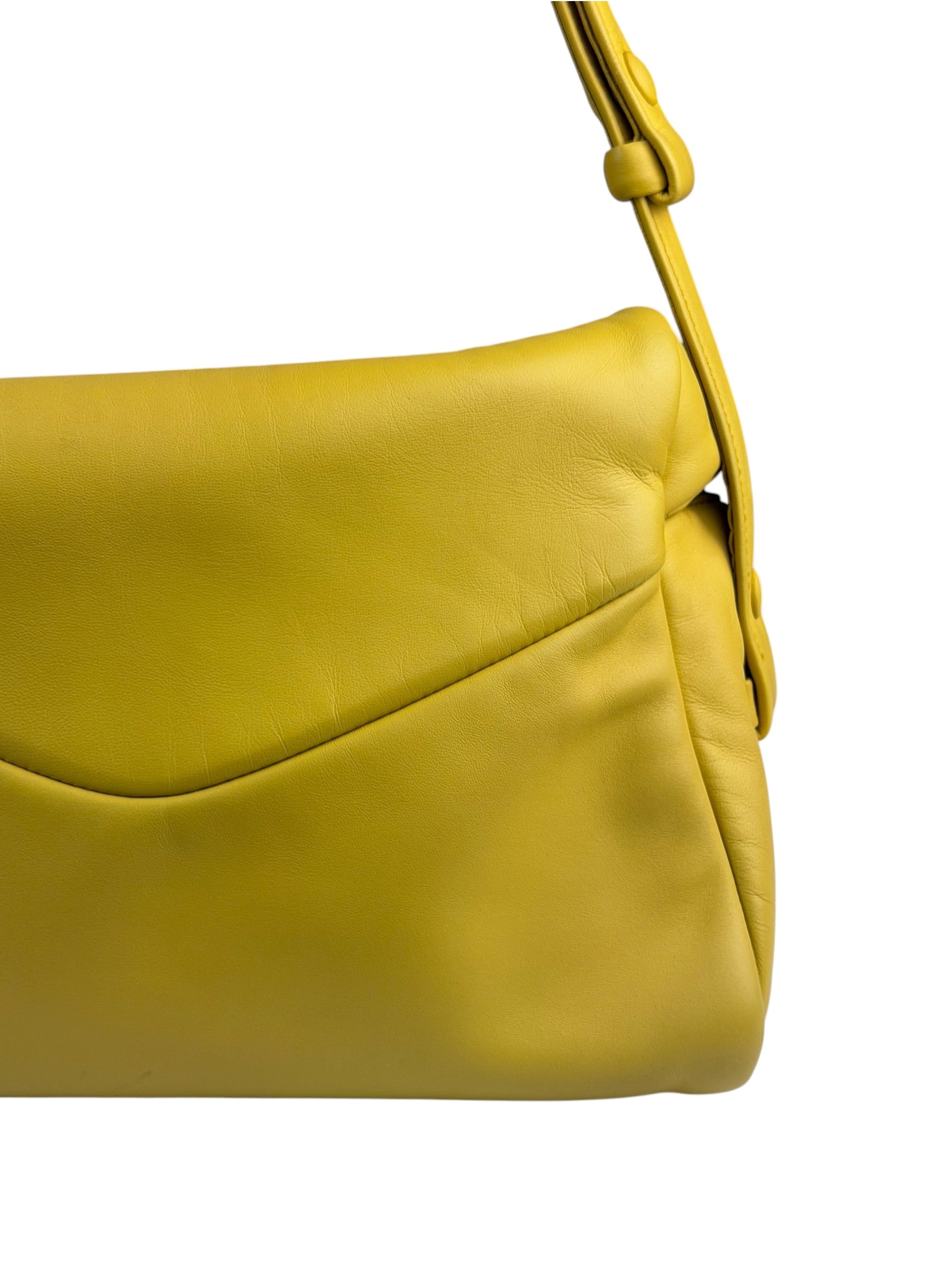 Prada Yellow Leather Padded Nappa Signaux Shoulder Bag