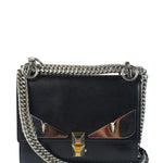 Fendi Black Leather Kan I Monster Eyes Shoulder Bag