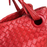 Bottega Veneta Red Leather Intrecciato Garda Woven Hobo Bag