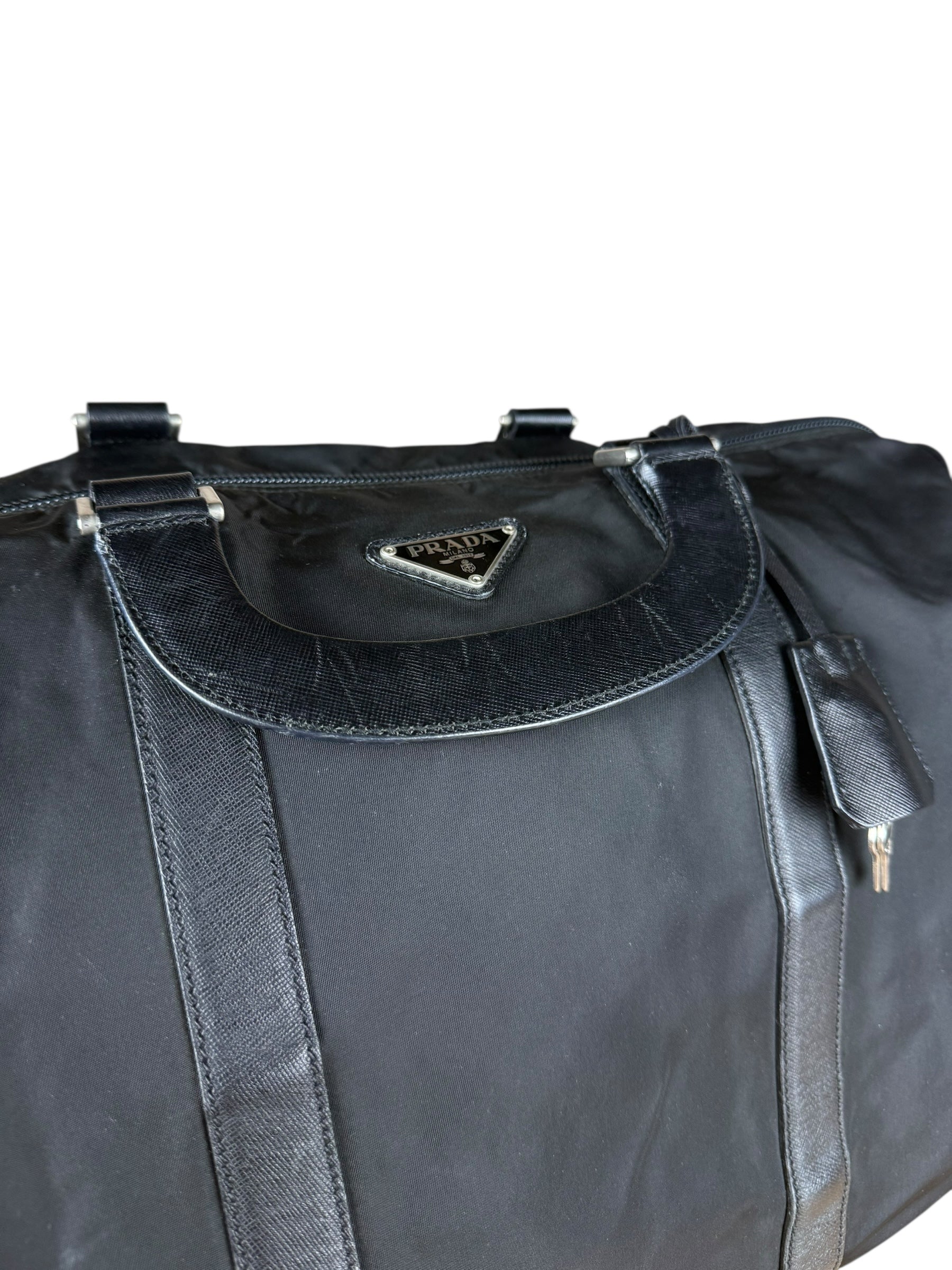 Prada Black Nylon Weekender Bag