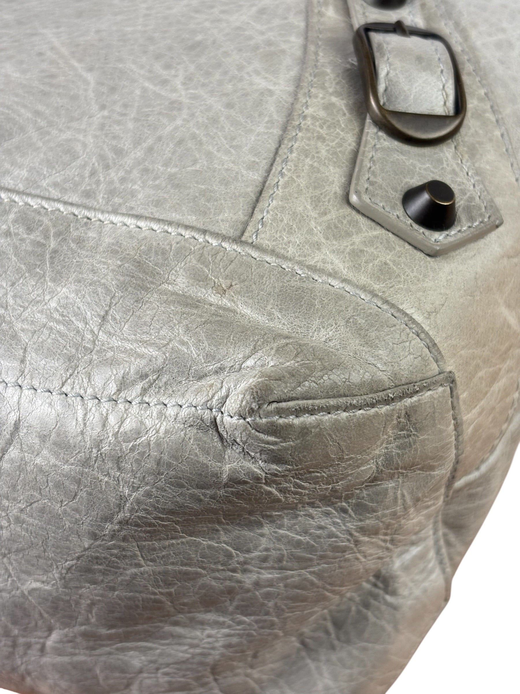 Balenciaga Grey Lambskin Day Moto Hobo Bag