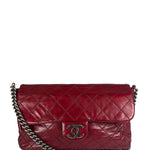 Chanel Red Quilted Calfskin Glazed Medium Duo Flap Bag 2012