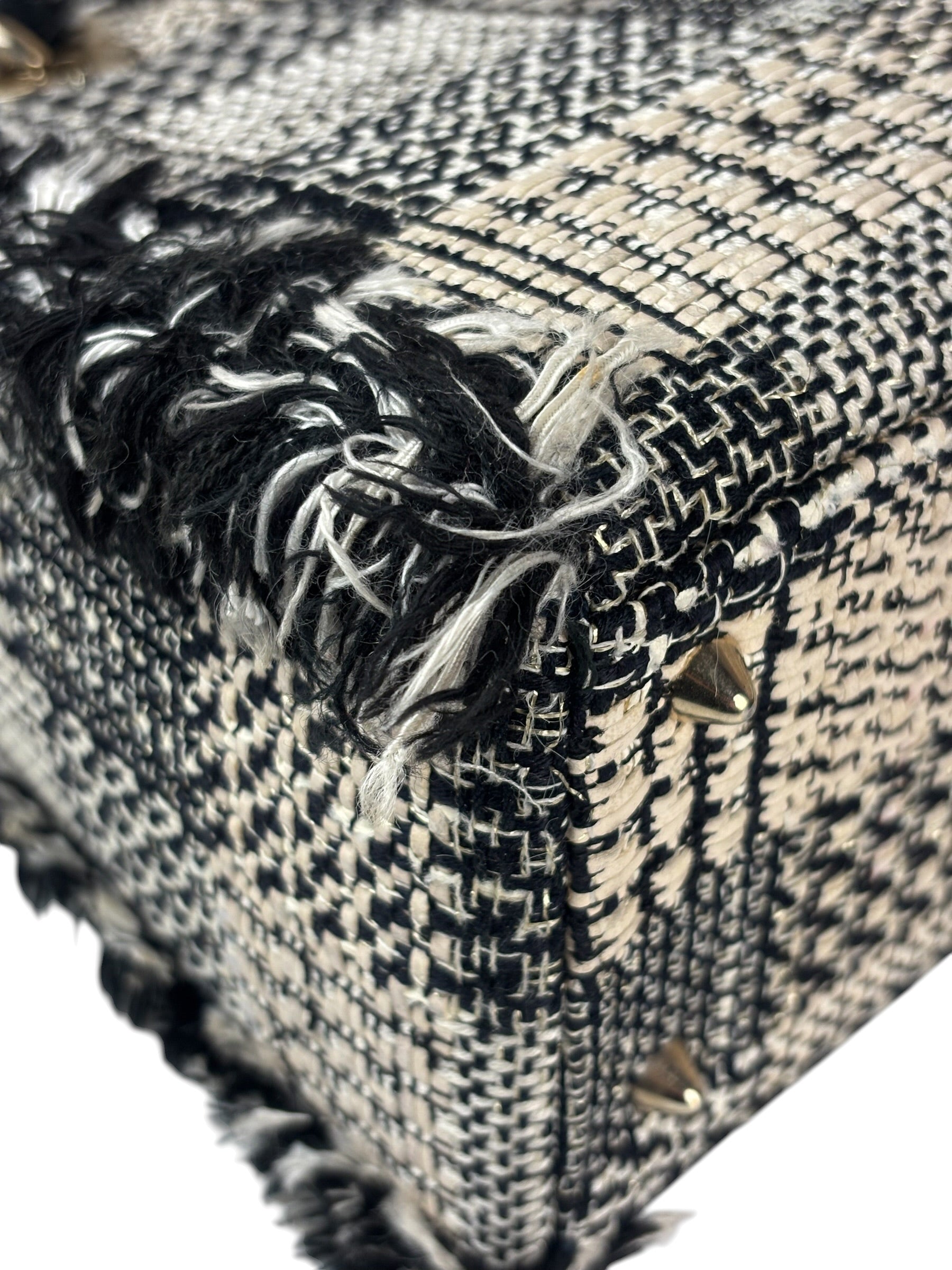 Christian Dior Black/White Tweed Lady Dior Two-Way Bag