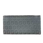 Fendi Vintage Black Zucca Print Long Wallet
