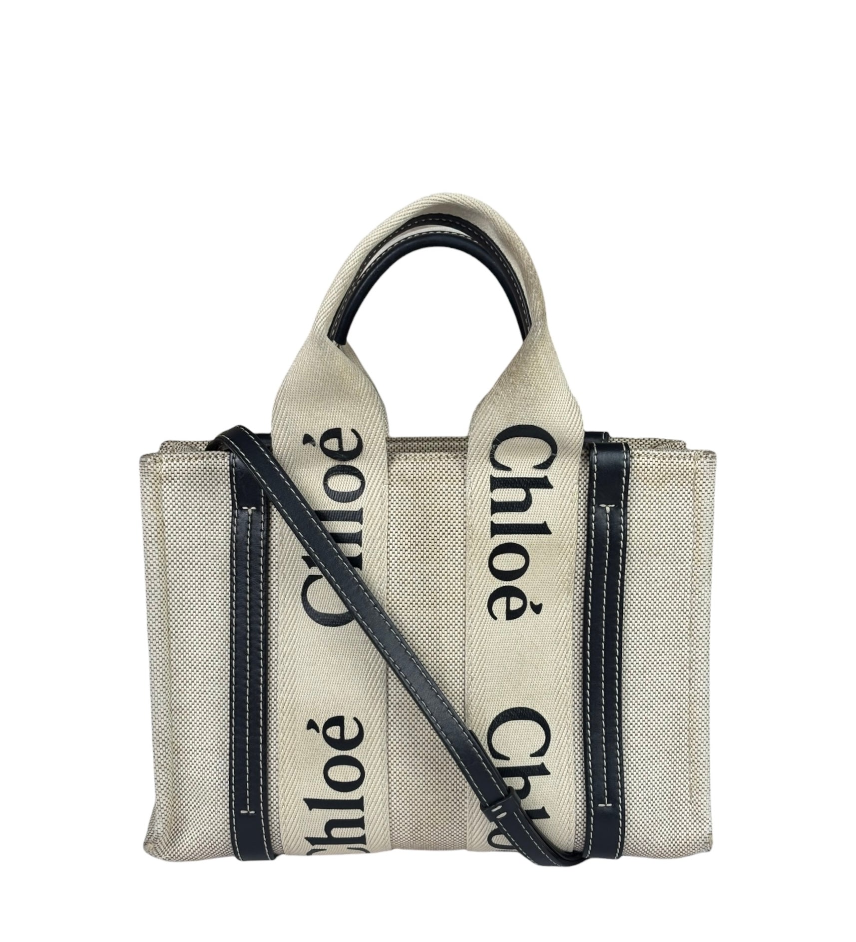 Chloe Grey/Black Leather Trim Tote