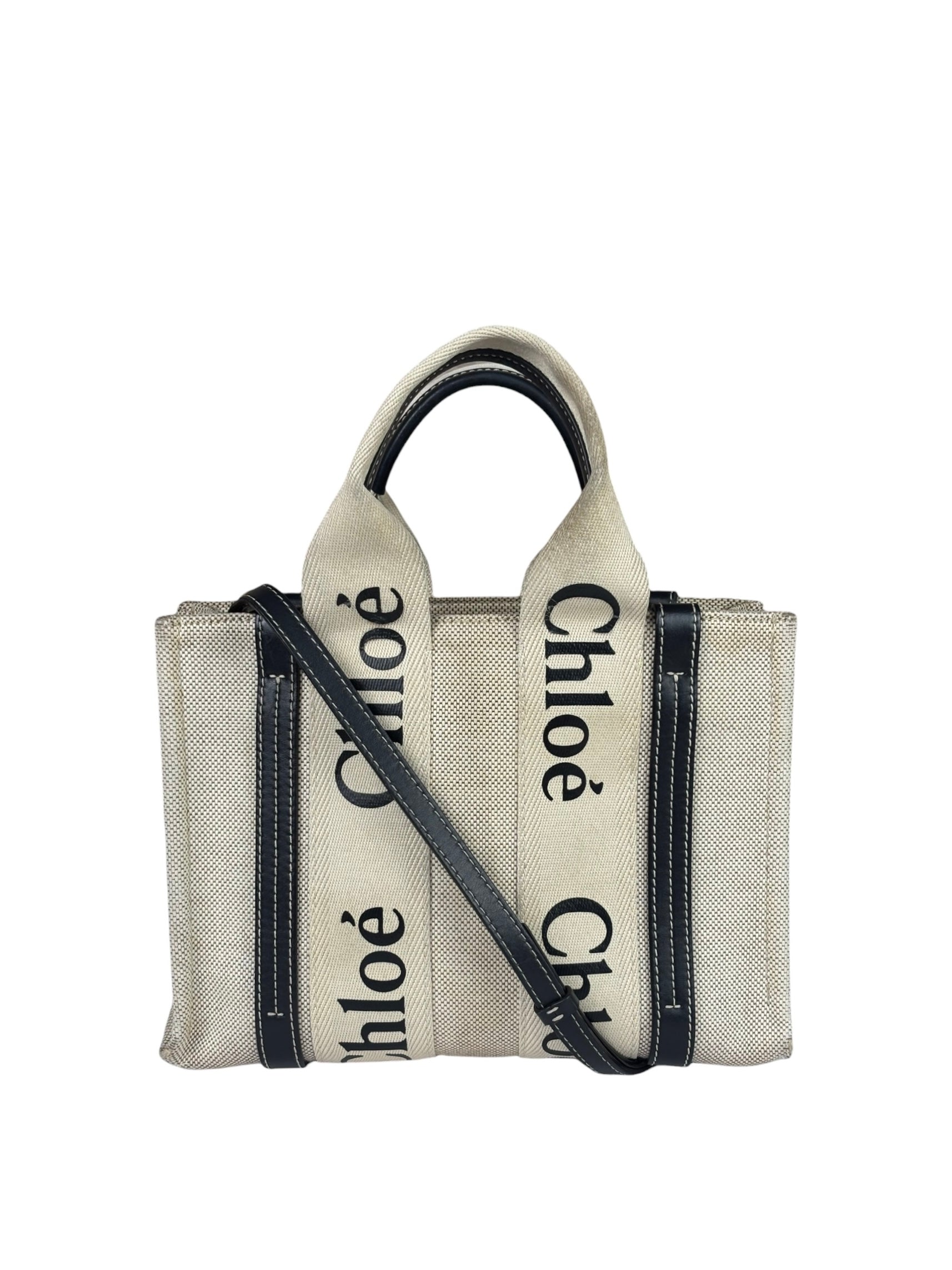 Chloe Grey/Black Leather Trim Tote