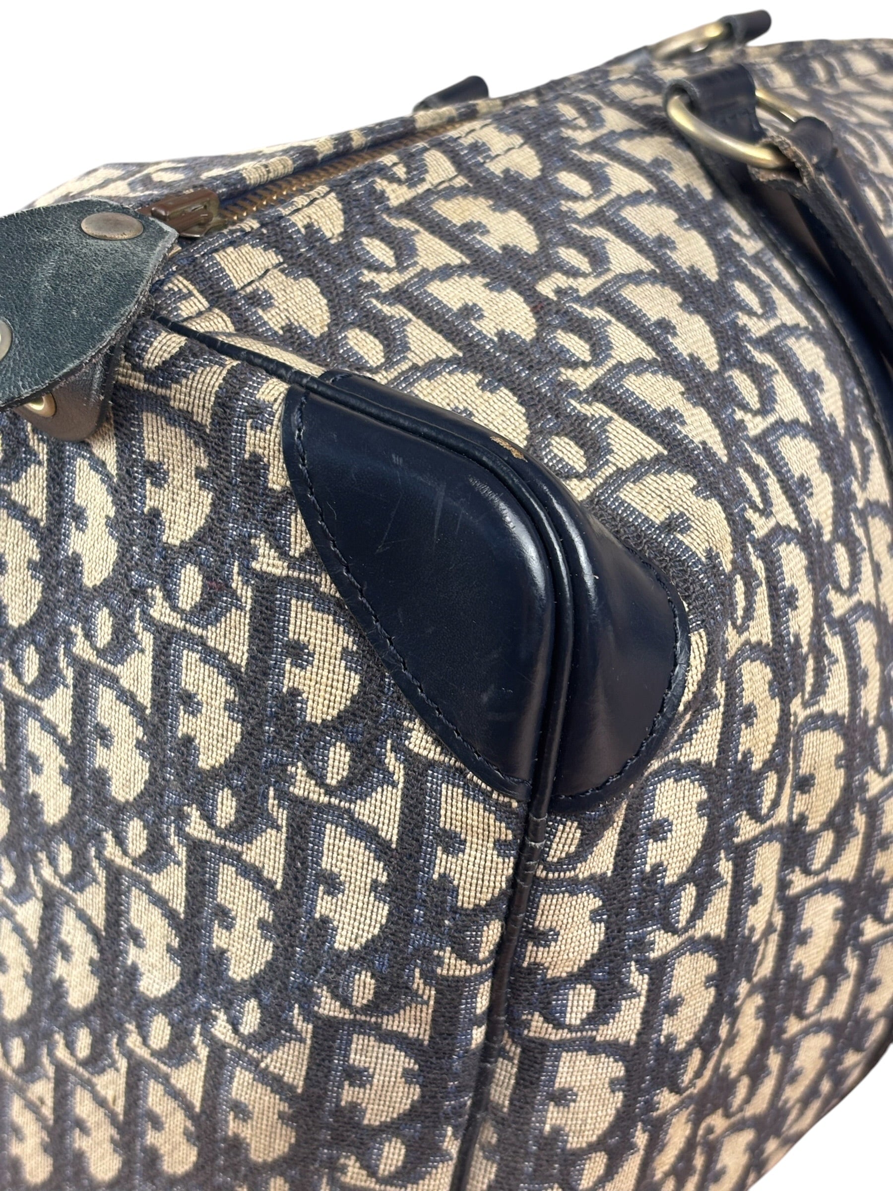 Christian Dior Vintage Navy Blue Trotter Boston Bag