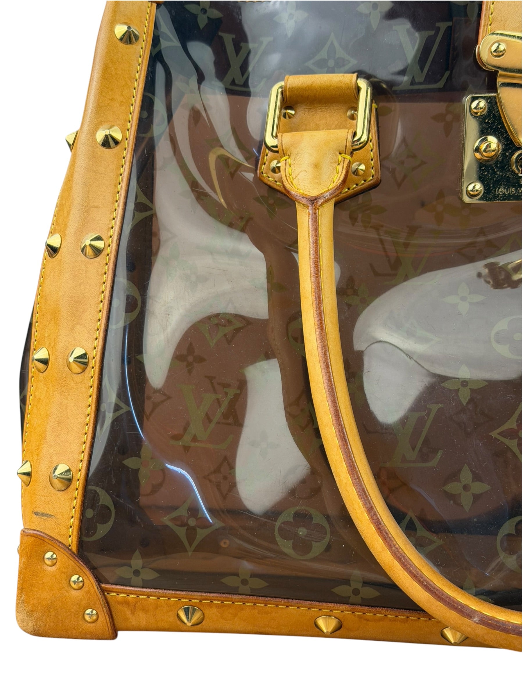 Louis Vuitton Vintage Brown Leather/PVC Monogram Ambre Tote
