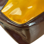 Prada Vintage Yellow/Burgundy Patent Leather Bowler Shoulder Bag