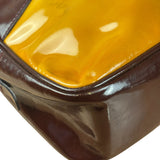 Prada Vintage Yellow/Burgundy Patent Leather Bowler Shoulder Bag