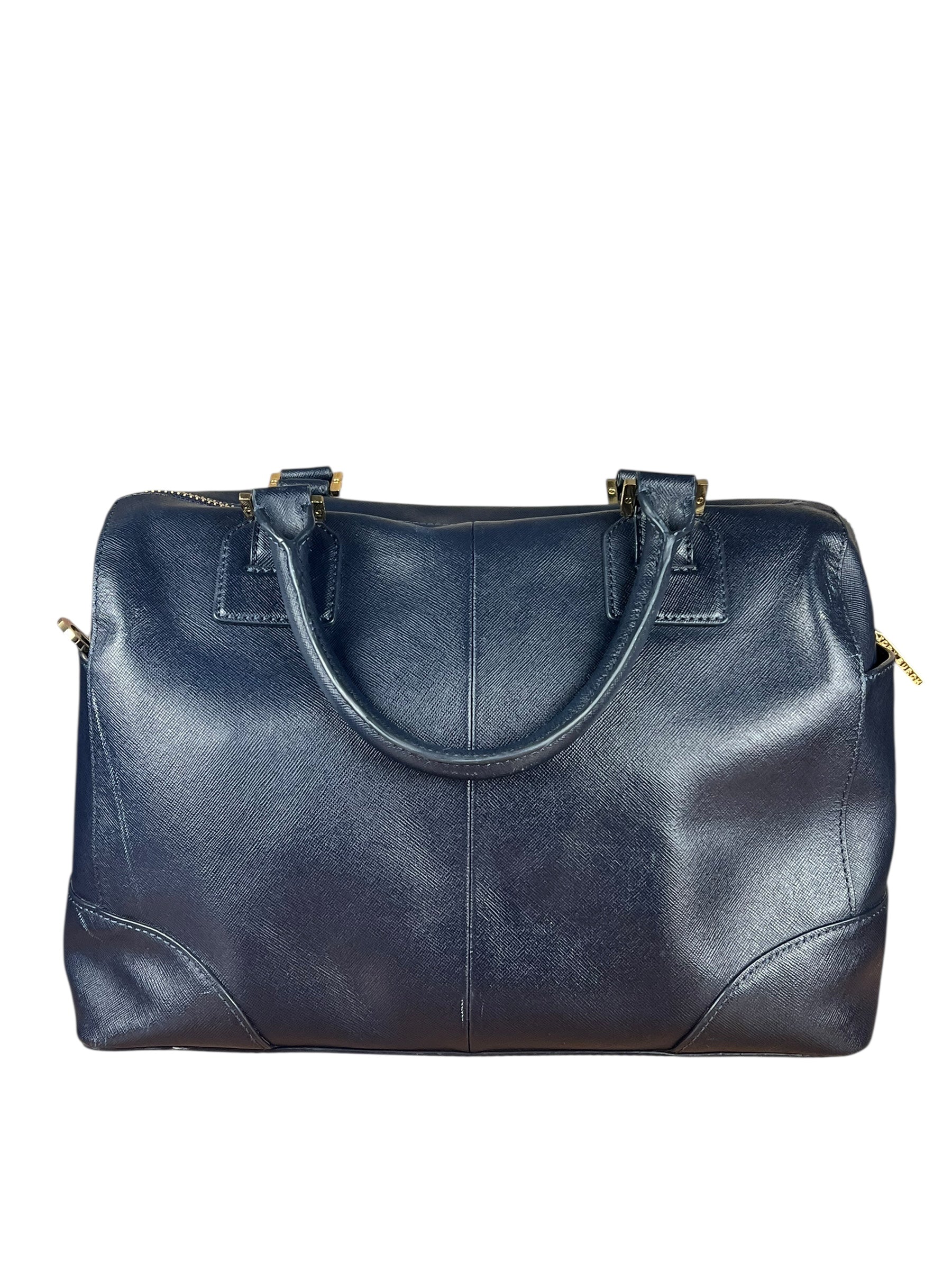 Tory Burch Saffiano Leather Navy Boston Bag