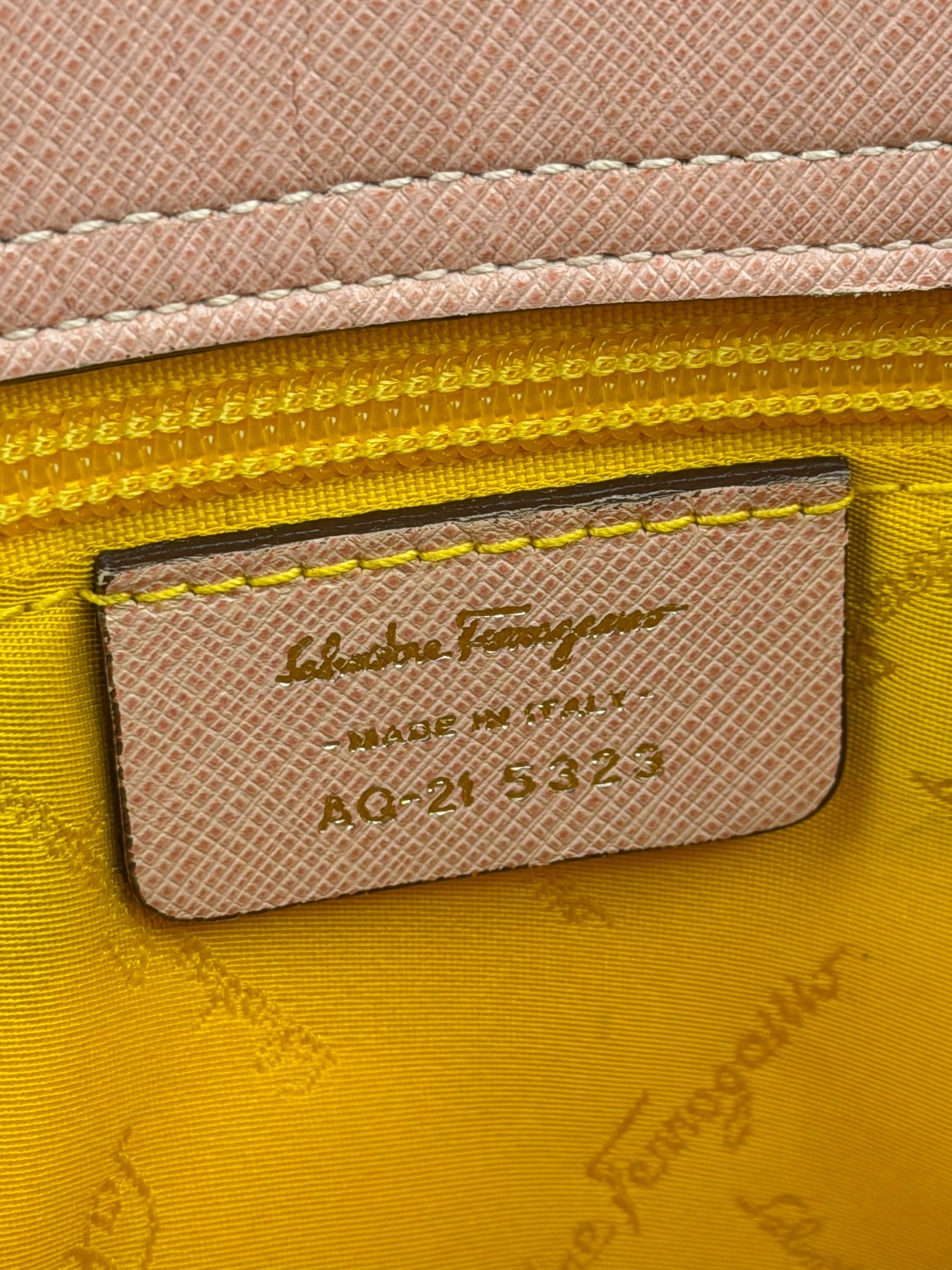 Salvatore Ferragamo Pink Saffiano Leather Shoulder Bag
