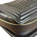 Chanel Black Leather Braided Boy Flap Shoulder Bag 2014