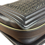 Chanel Black Leather Braided Boy Flap Shoulder Bag 2014