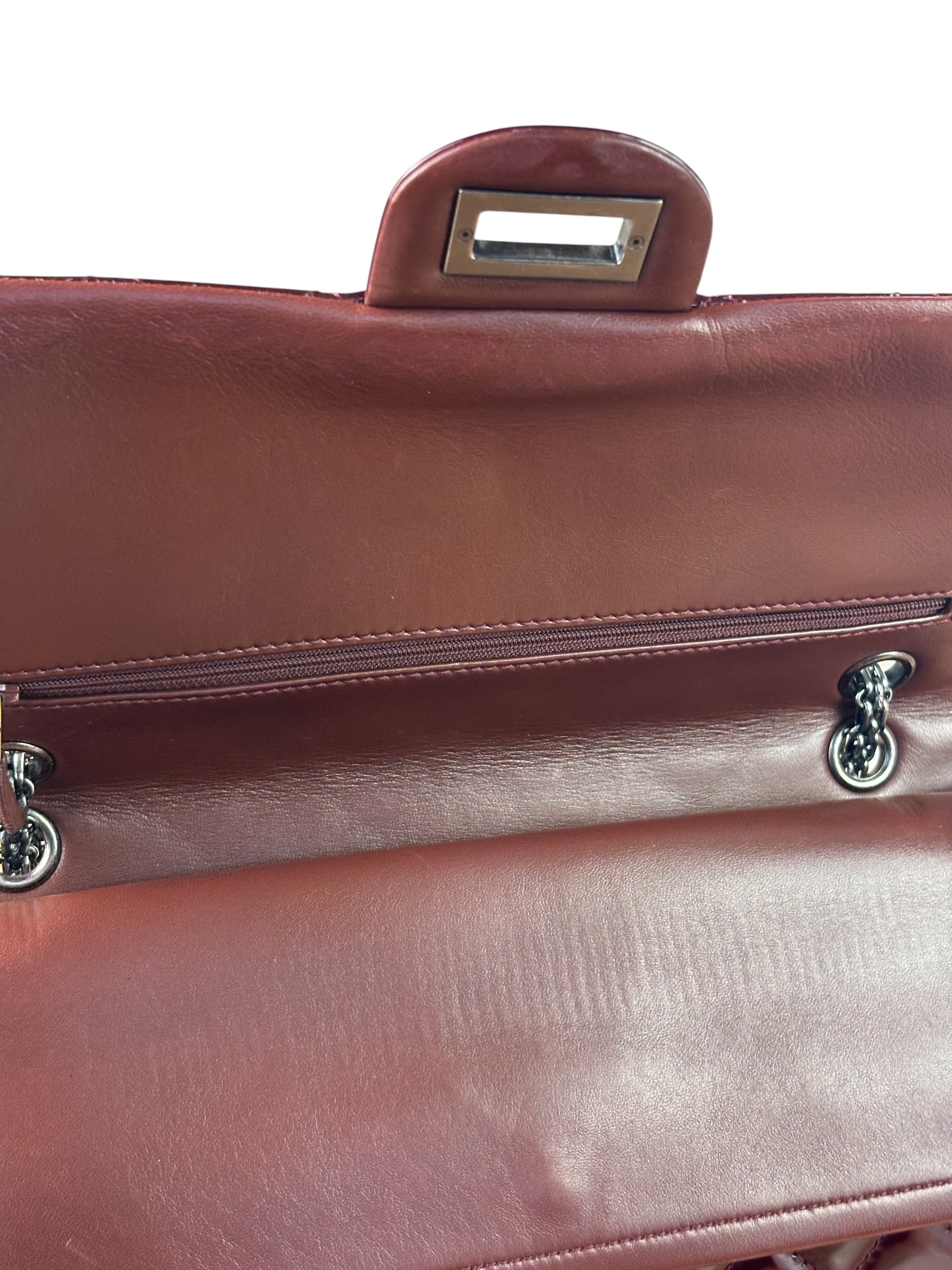 Chanel Burgundy Quilted Patent Leather 2.55 Reissue 227 Large Double Flap Bag 2011