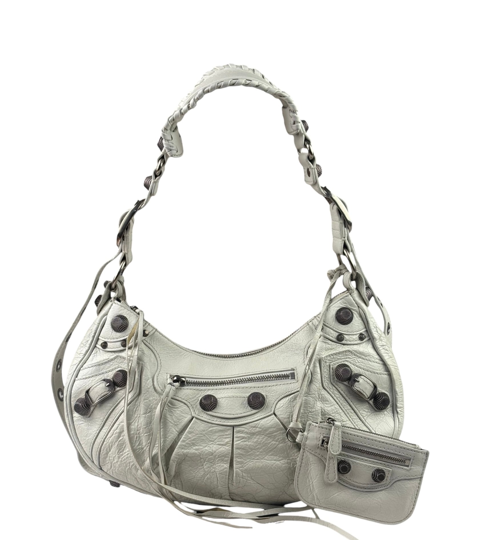 Balenciaga White Lambskin Le Cagole Shoulder Bag