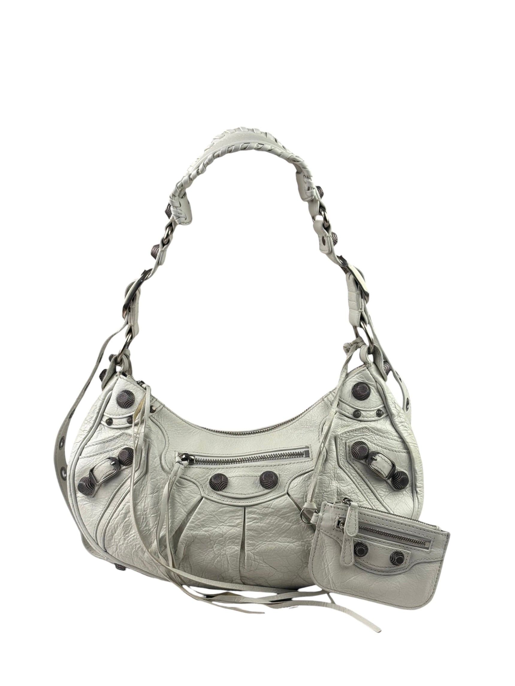 Balenciaga White Lambskin Le Cagole Shoulder Bag