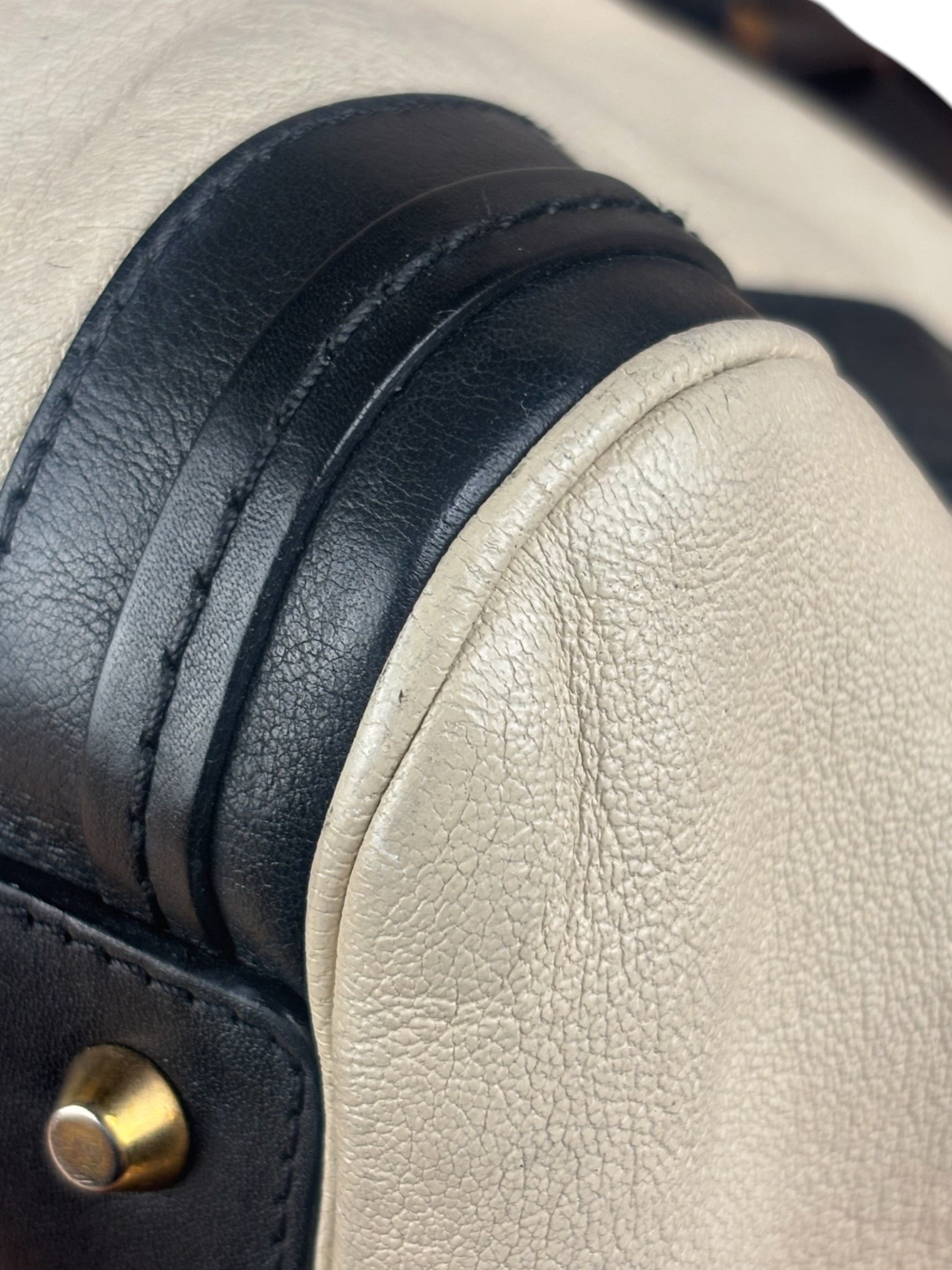 Chloe Beige/Black Leather Alice Satchel/Tote Bag