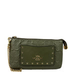 Coach Military Green Leather Signature Wristlet