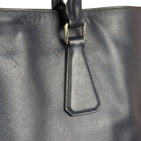 Prada Navy Blue Saffiano Leather Vertical Tote Bag