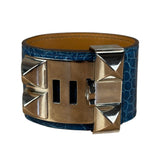 Hermes Blue Alligator Collier De Chien Bracelet