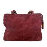 Chanel Bordeaux Suede Tortoise Chain Shoulder Bag '97-'99