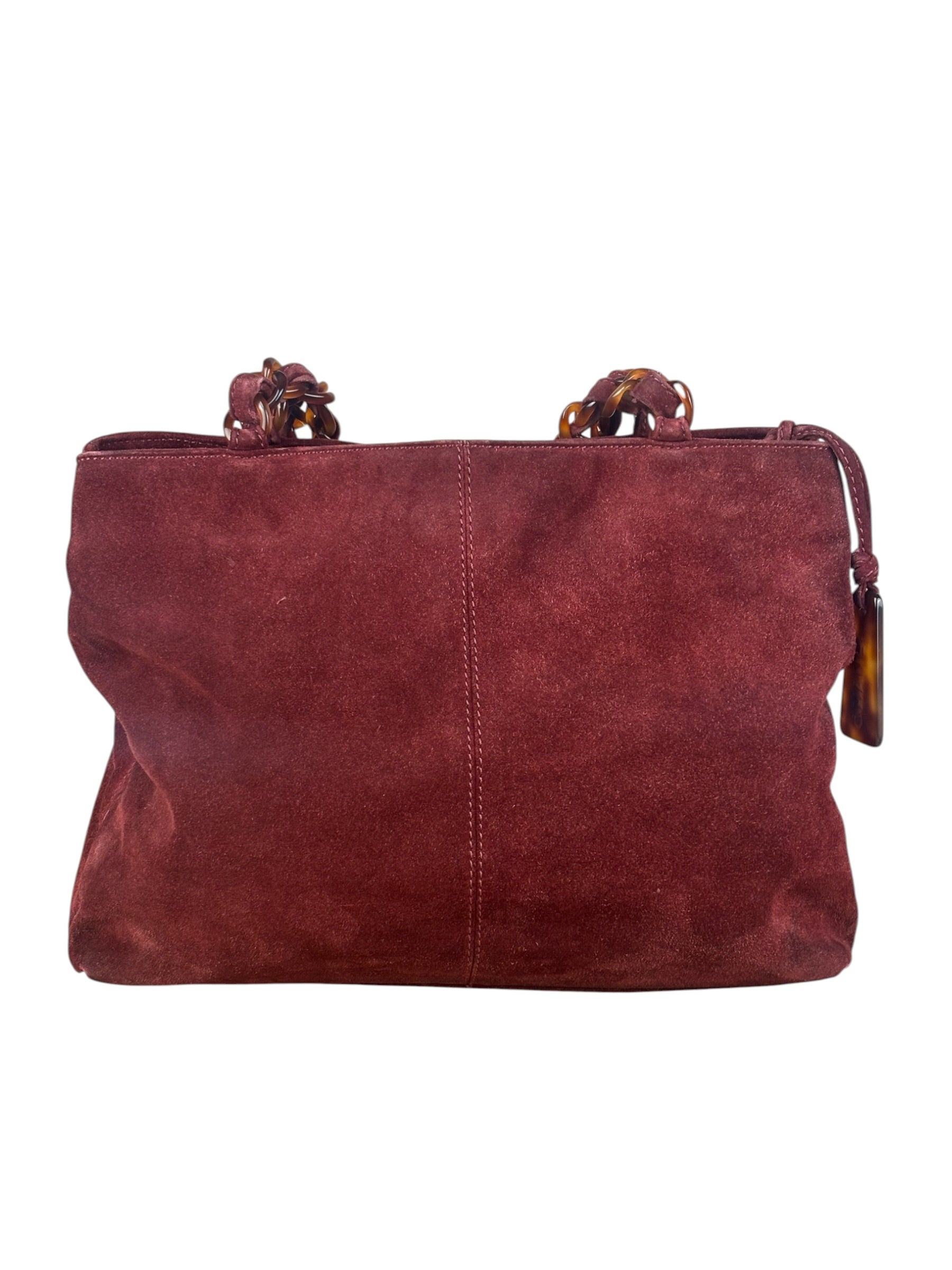 Chanel Bordeaux Suede Tortoise Chain Shoulder Bag '97-'99