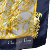 Christian Dior Dark Blue Borders Architectural Scroll Silk Scarf