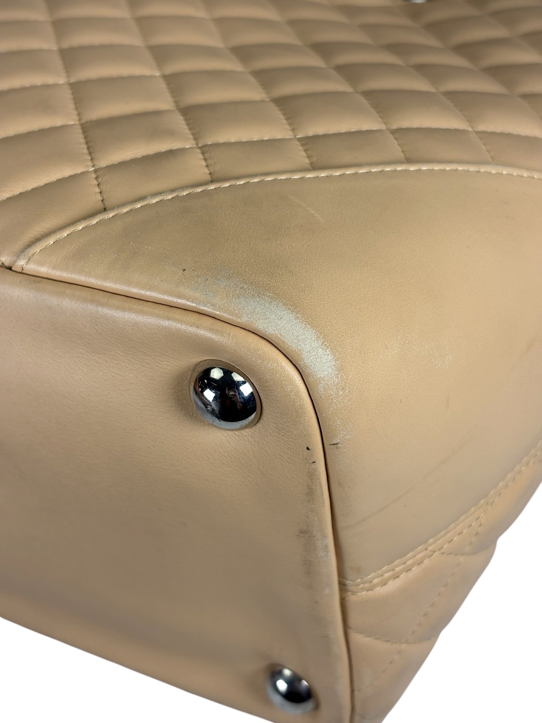Chanel Beige Quilted Lambskin Linge Cambon Tote2005
