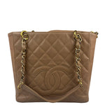 Chanel Beige Quilted Caviar Petite Shopping Tote 2004