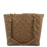 Chanel Beige Quilted Caviar Petite Shopping Tote 2004