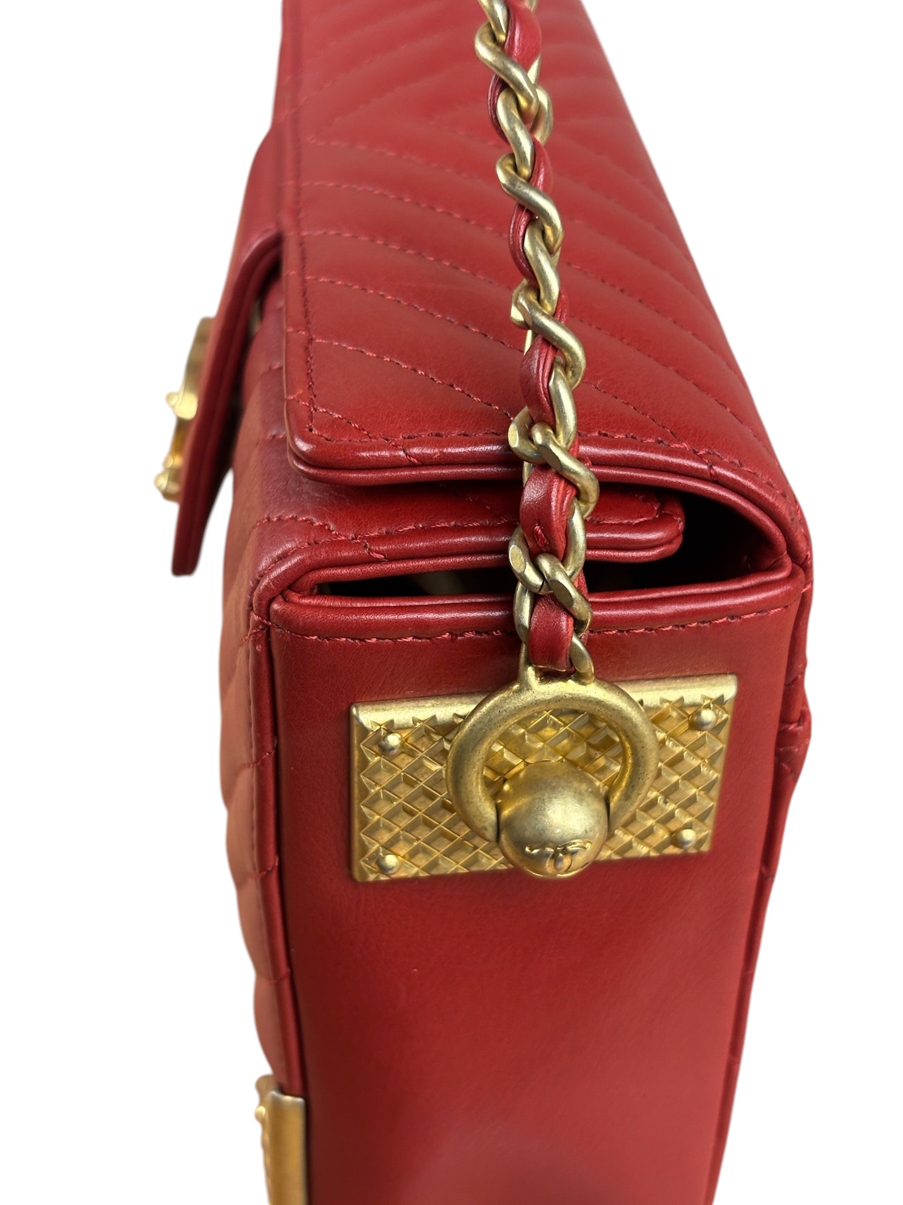 Chanel Red Quilted Leather Rock The Corner Minaudiere Shoulder Bag 2018