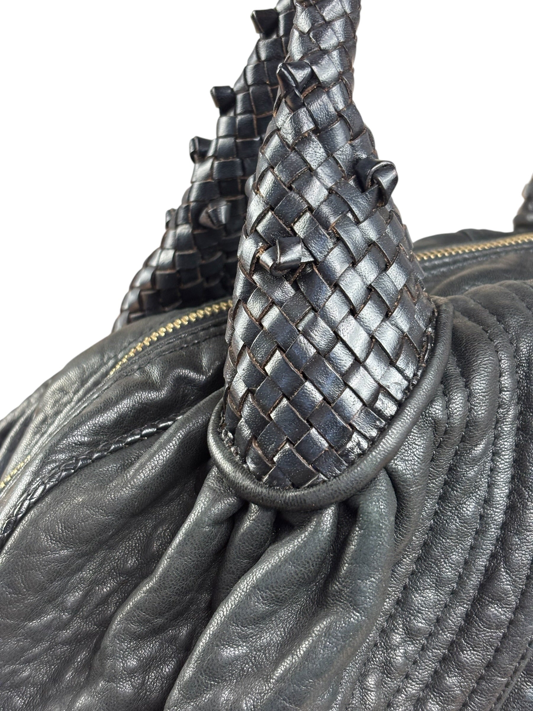 Fendi Vintage Black Leather Spy Hobo Bag