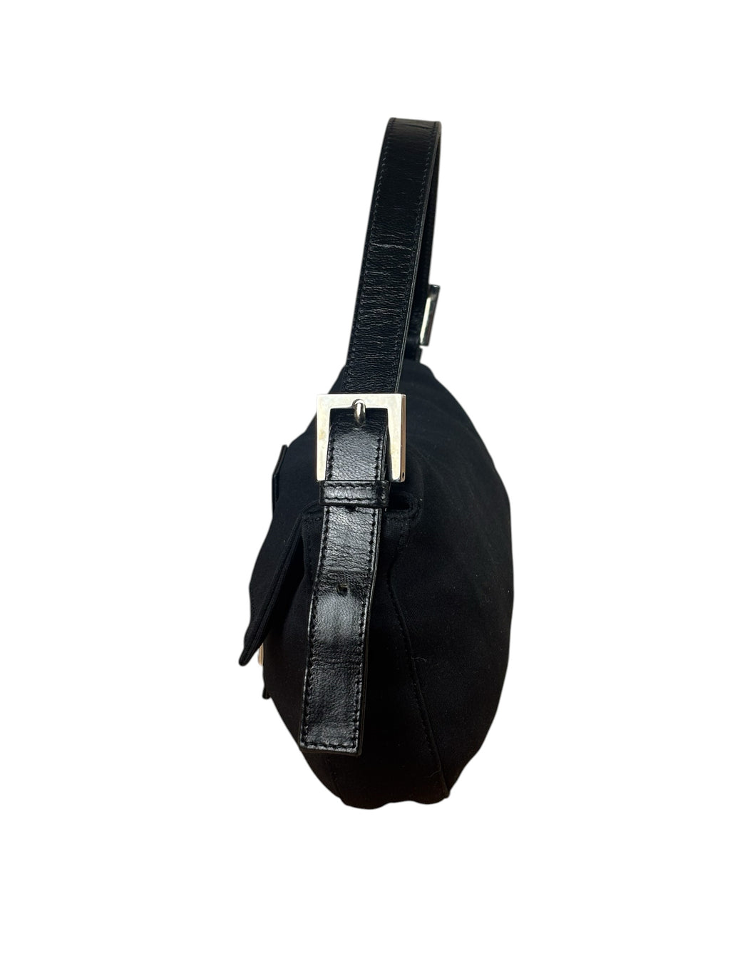 Fendi Black Leather Trim Neoprene Baguette