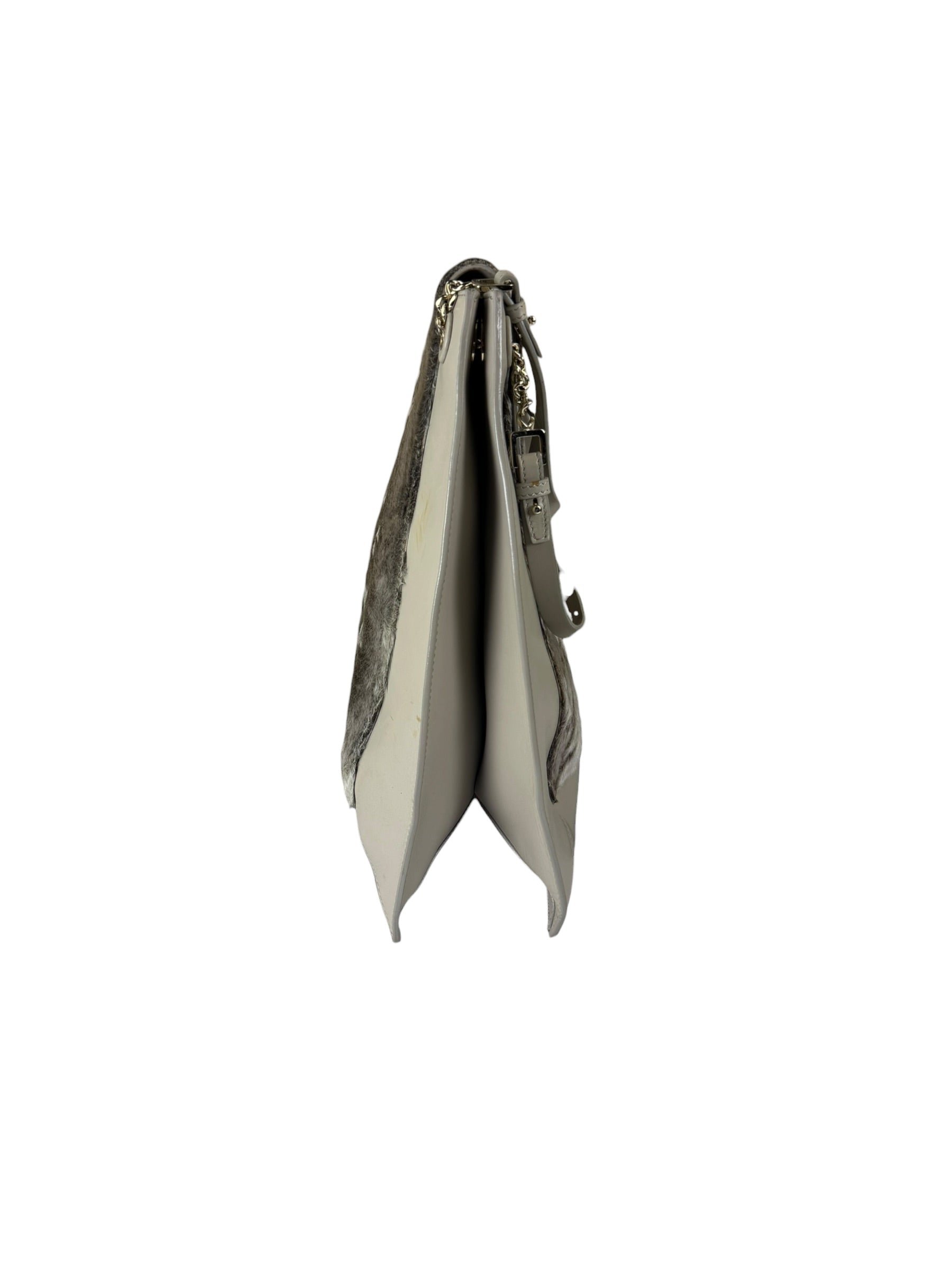 Jasonwu Grey Leather Lamb Fur Flap Tote