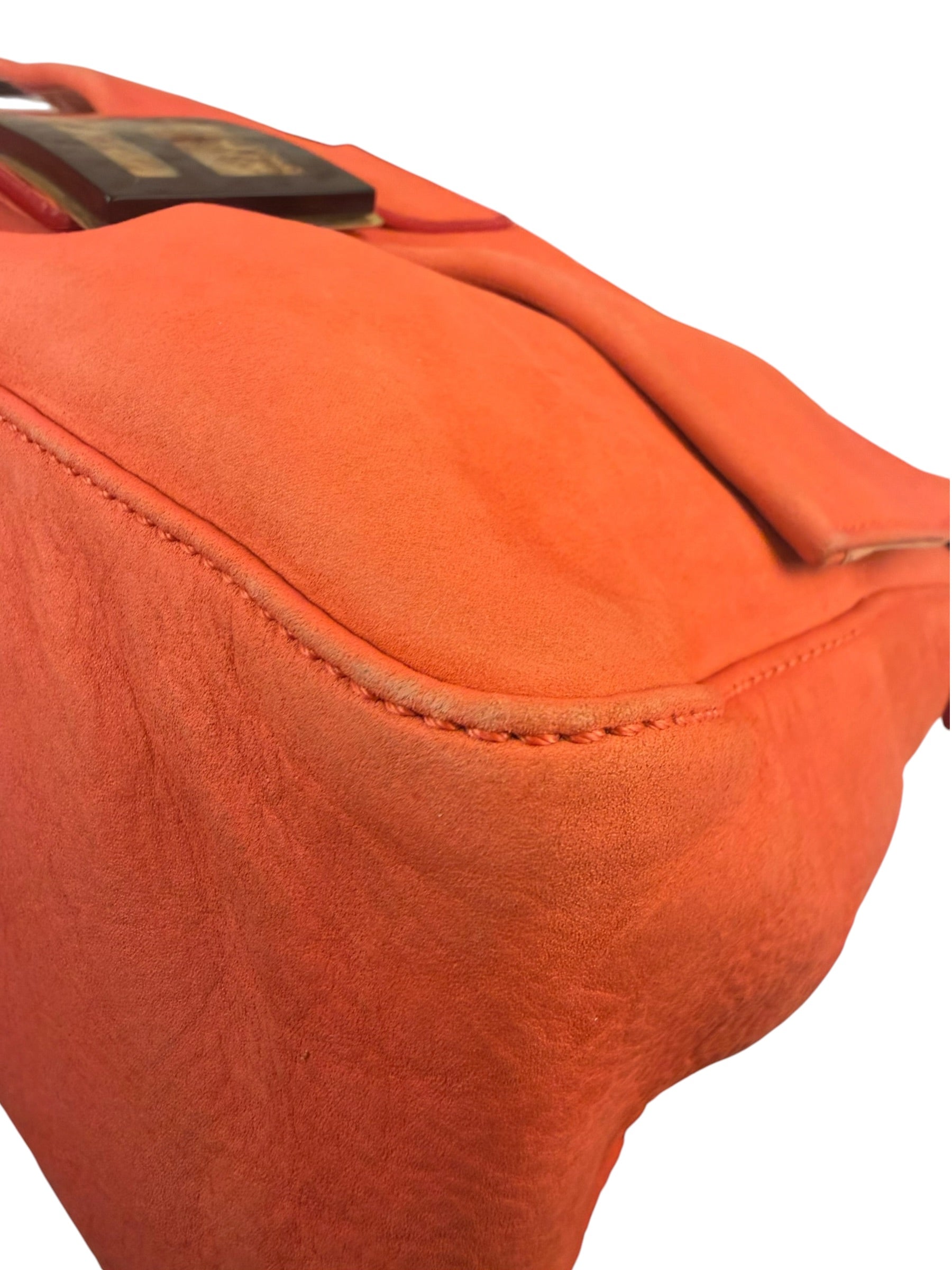 Fendi Vintage Peachy Suede/Leather Forever Flap Mamma Baguette