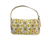 Fendi Cream Leather Trim Beaded Baguette