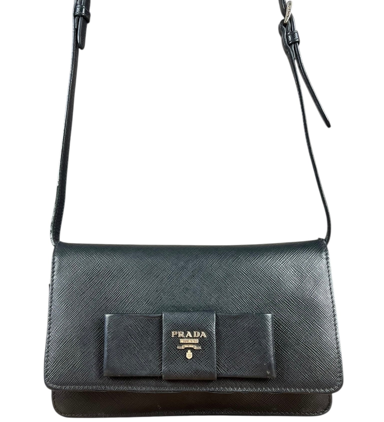Prada Saffiano Lux Bow Crossbody Wallet