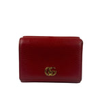 Gucci Red Leather Tri-Fold Marmont Compact Wallet
