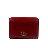 Gucci Red Leather Tri-Fold Marmont Compact Wallet