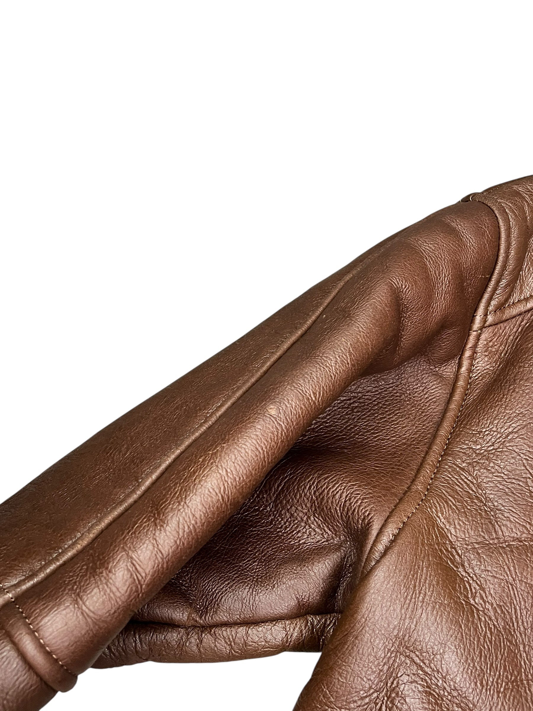 Vintage Leather Fur Lined Long Coat