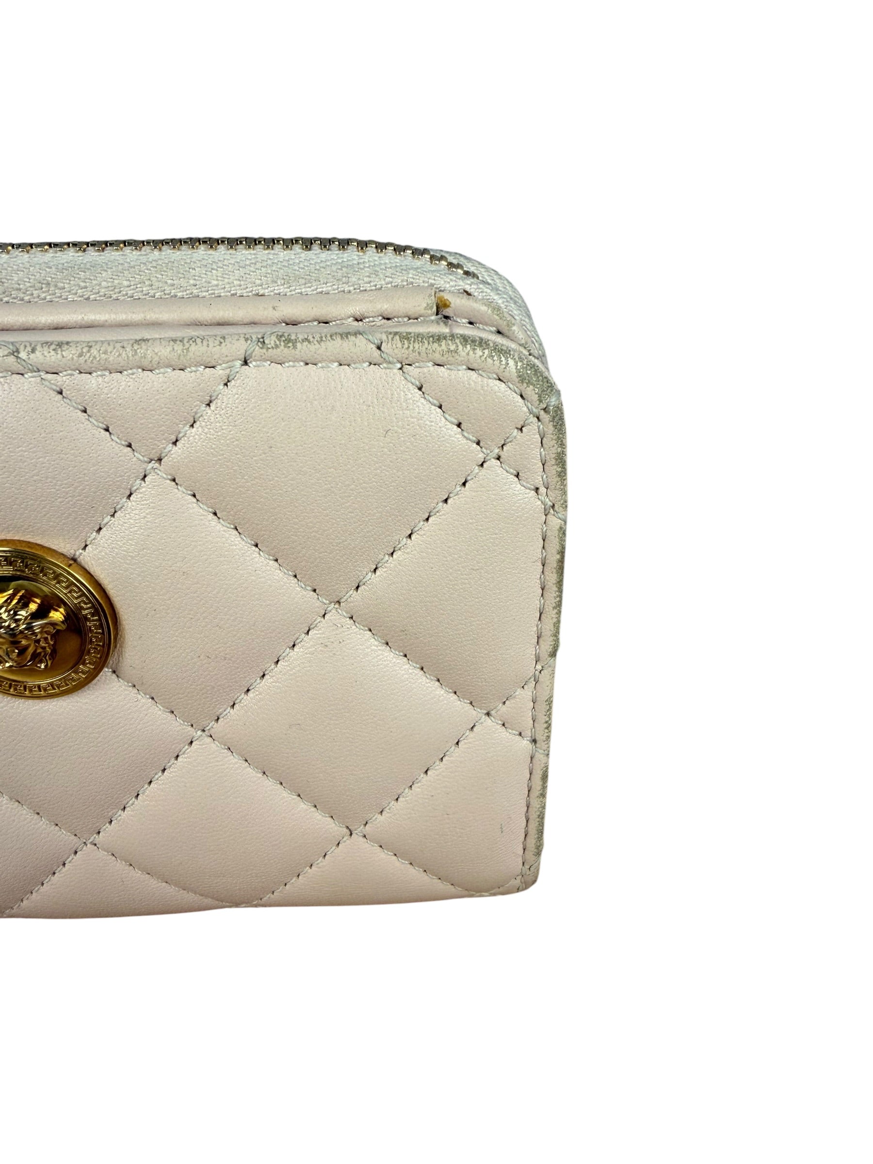 Versace Pink Leather Medusa Quilted Bifold Wallet