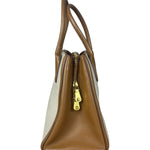 Miu Miu Beige/Brown Bicolor Leather Madras Handbag