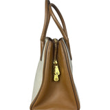 Miu Miu Beige/Brown Bicolor Leather Madras Handbag